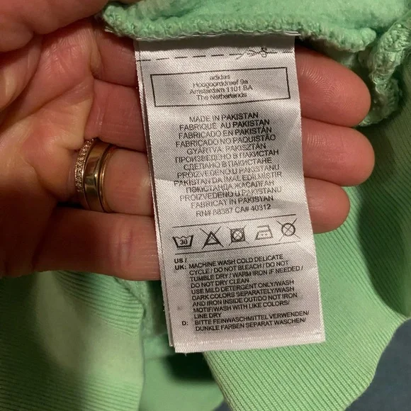 Adidas Sweatshirt Hoodie Men’s large Lime Green Primegreen Pocket Trefoil Logo - Picture 7 of 7